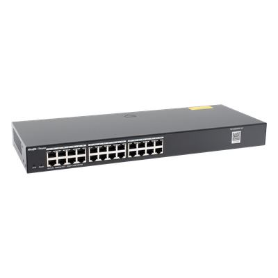 RUIJIE - Switch Administrable / 24 Puertos Gigabit / Auto-Negociación / Gestión en la Nube / Montaje Rack / Compatible CCTV
