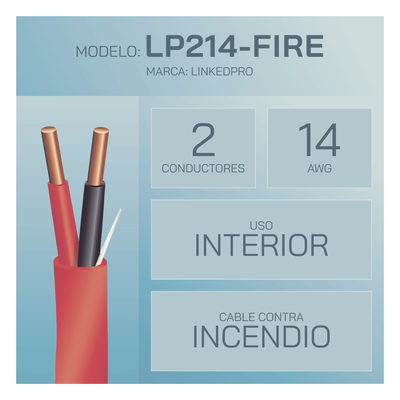 LINKEDPRO - Cable para Incendio / 2x14 AWG / FPLR / Rojo / 305 m (1000 ft) / UL 1666 / CSA FT4