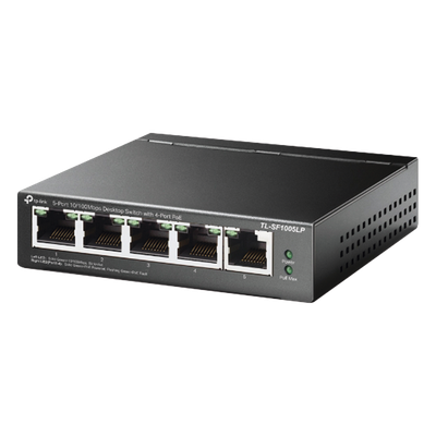 TP-LINK - Switch PoE No Administrable / 5 Puertos 10/100 Mbps / 4 Puertos PoE 802.3af / Presupuesto 41 W / Extensión PoE 250 m (820 ft) / Sin Ventilador