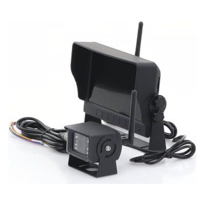 ECCO - Cámara de Reversa Inalámbrica / Monitor LCD 7" / Visión Nocturna IR 18 LEDs / IP69K / Expandible a 4 Cámaras