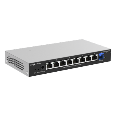 RUIJIE - ONU/Switch Híbrido / 1 Puerto PON 1G SC/UPC / 8 Puertos Ethernet 1G / 18 Gbps / 100 Clientes / 7.95 x 4.25 x 1.10 in