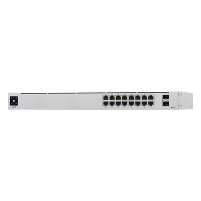 UBIQUITI - Switch PoE Administrable / 16 Puertos Gigabit / 8 Puertos PoE 802.3af/at / 2 SFP 1G / 42W / 1U Rack / 1.43 x 7.87 x 17.42 pulgadas