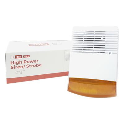 SFIRE - Sirena Estrobo para Exterior / 120 dB / IP65 / Luz Estroboscópica 12 VDC / Anti-Sabotaje