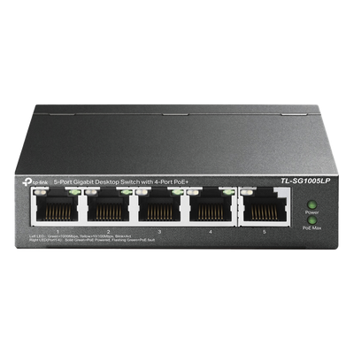 TP-LINK - Switch Escritorio No Administrable / 5 Puertos Gigabit / 4 Puertos PoE 802.3af/at / 40 W / Sin Ventilador / 3.9 x 3.9 x 1.0 pulgadas