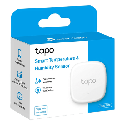 TP-LINK - Sensor de Temperatura y Humedad / Chip Sensor Suizo / Precisión ±0.3°C / ±3%RH / Actualización 2s / Batería 1+ Año / Automatización Tapo