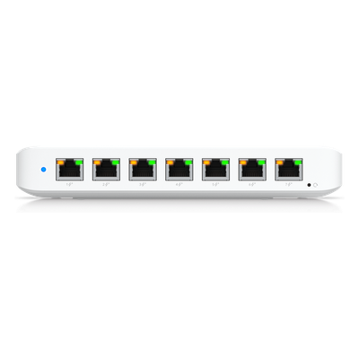 UBIQUITI - Switch PoE Capa 2 / 8 Puertos GbE / 7 Puertos PoE+ / 1 Puerto Entrada PoE++ / 52 W Presupuesto PoE / 16 Gbps Capacidad de Conmutación / Montaje Versátil