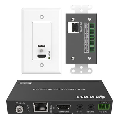 EPCOM PROAUDIO - Extensor HDBaseT de Placa de Pared / 4K2K@60Hz / 40 m (131.2 ft) / 1080p a 70 m (229.7 ft) / PoC / IR Bidireccional / RS-232 / HDMI 2.0b 18 Gbps