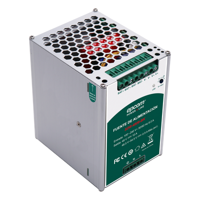 EPCOM POWERLINE - Fuente de Alimentación Industrial DIN Riel / 480 W / Salida 48 VCC 10 A / Eficiencia ≥93% / Carga de Batería / -20°C a 70°C