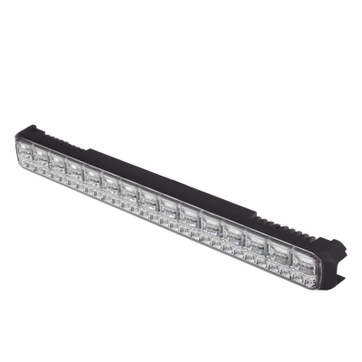 SIGNALPRO - Luz Auxiliar LED / 45 LEDs Tricolor Rojo/Azul/Blanco / 12-24 VDC / Lente Transparente / SAE / 11.42" / Halo Rojo Multifuncional