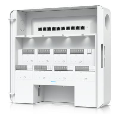 UBIQUITI - Concentrador de Acceso Empresarial / Control de 8 Puertas / 8 Puertos PoE / Respaldo de Batería 32-48 VCC / Carcasa de Acero y Policarbonato
