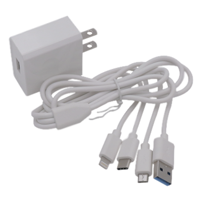 EPCOM POWERLINE - Cargador de Pared USB / 3 Puertos / Salida 5 Vcc 2 A / Cable Extensor 1.2 m (3.9 ft) / Entrada Universal 100-240 Vca / Multi-conector