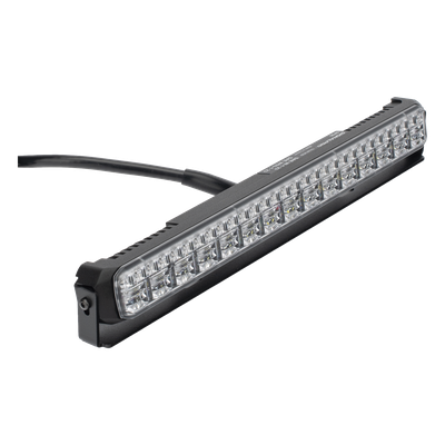SIGNALPRO - Luz Auxiliar LED / 45 LEDs Tricolor / 11.42" / Lente Transparente / SAE / 12-24 VDC / Halo Rojo