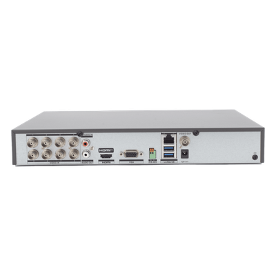 EPCOM PROFESSIONAL - DVR Pentahíbrido / 12 Canales (8 TURBOHD + 4 IP) / 8 Megapixel (4K) / Reconocimiento Facial / Audio Bidireccional por Coaxitron / H.265+ / 1 Bahía HDD 10 TB / Salida HDMI y VGA 4K