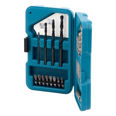 MAKITA - Juego de accesorios multipropósito 17 piezas para metal, concreto, madera y puntas para atornillar.