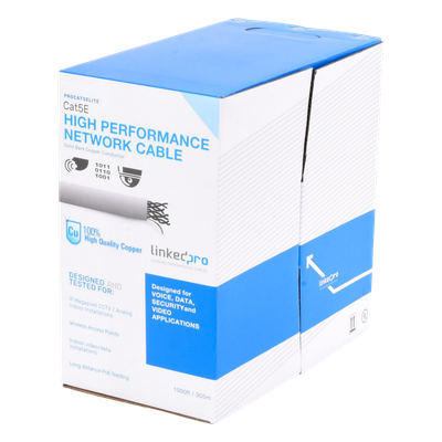 LINKEDPRO BY EPCOM - Bobina de Cable / Cat5e / 24 AWG / 305 m (1000 ft) / UL / Gris / Interior / PoE / Videovigilancia