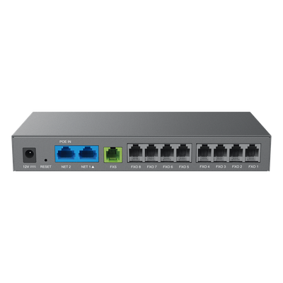 GRANDSTREAM - Gateway Analógico / 8 Puertos FXO / 1 Puerto FXS / 3 Perfiles SIP / PoE 802.3af / NAT de Alto Rendimiento / T.38 / Cifrado AES