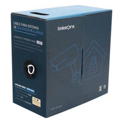 LINKEDPRO - Cable para Alarma / 2x16 AWG / CMR / 305 m (1000 ft) / PVC Blanco