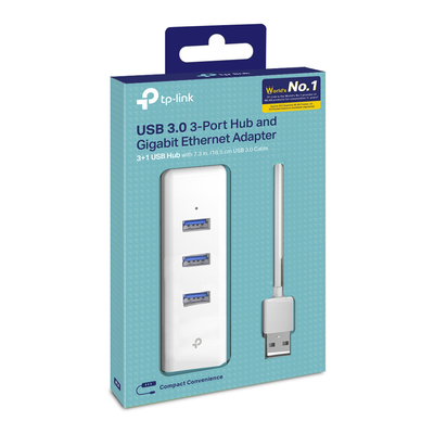 TP-LINK - Adaptador de red / USB 3.0 a RJ45 / 3 puertos USB 3.0 / Gigabit Ethernet / 96x23x31 mm