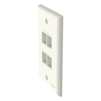 PANDUIT - Placa de Pared Vertical / 4 Puertos Keystone / ABS / Blanco Mate / 69.8 x 114.3 mm / 2.75 x 4.5 pulg. / RoHS