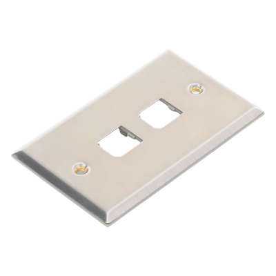 PANDUIT - Placa de Pared Vertical / Acero Inoxidable Grado 304 / 2 Puertos Mini-Com / 2.75 x 4.5 pulgadas