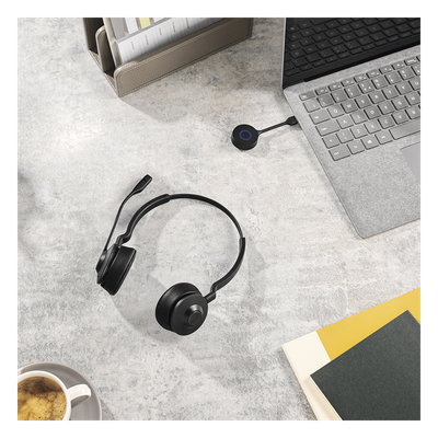 JABRA - Diadema Inalámbrica / DECT USB-A / Cancelación Activa de Ruido / Alcance 150 m (492.1 ft) / Multipunto 4 Auriculares / SafeTone 2.0