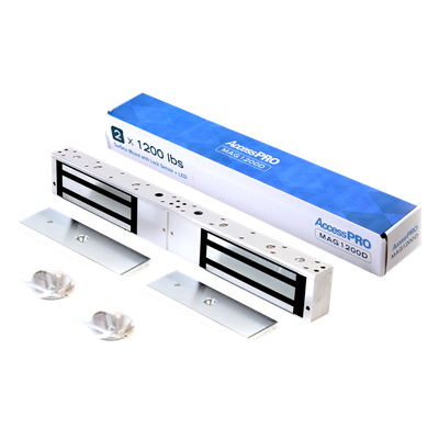 ACCESSPRO - Chapa magnética de 1200 Lbs /Para Puertas Dobles/ Interior/ LED / Sensor Bloqueo
