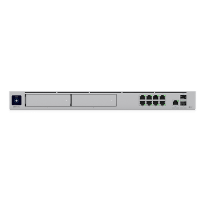 UBIQUITI - Cloud Gateway 10G / Rack 1U / 8x 1 GbE + 1x 2.5 GbE + 2x 10G SFP+ / IDS/IPS 5 Gbps / 2000 Clientes / 2 Bahías HDD 3.5" RAID 1 / SSD 128 GB