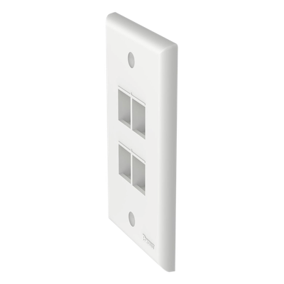 PANDUIT - Placa de Pared Vertical / 4 Puertos Keystone / Montaje Vertical / 69.8 x 114.3 mm / 2.75 x 4.5 pulg. / ABS / Blanco