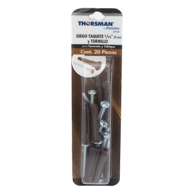 THORSMAN - Kit de Fijación / Taquetes Doble Expansión / 10 Piezas / Tornillos 10 mm x 1 3/4" (44.5 mm) / Carga 120 kg
