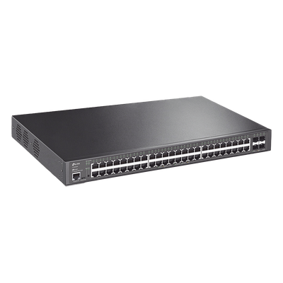 TP-LINK - Switch L2+ PoE+ / 48 Puertos Gigabit PoE+ / 4 Puertos SFP+ 10G / Presupuesto PoE 500W / Rendimiento 176 Gbps / Montaje en Rack
