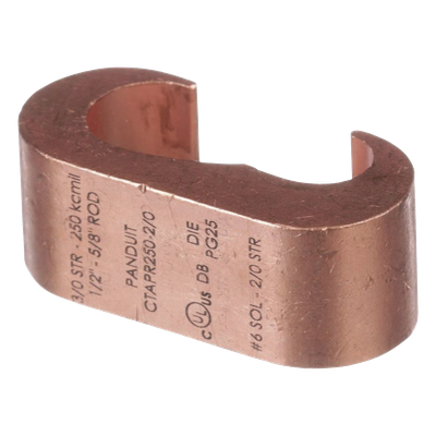PANDUIT - Conector de Puesta a Tierra Estilo E / Conductor Cobre 6-2 AWG / Varilla 1/4" (6.4 mm) / Cobre Alta Conductividad / 0.75" (19.1 mm) Longitud