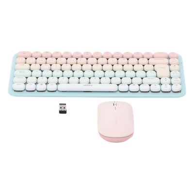 UGREEN - Paquete de Teclado y Mouse | 85 teclas en Español | Bluetooth y 2.4GHz |  Mouse Ambidiestro  | Sensor de DPI ajustable | Efectos de Iluminación del Teclado | Amplia compatibilidad | Color Rosa.