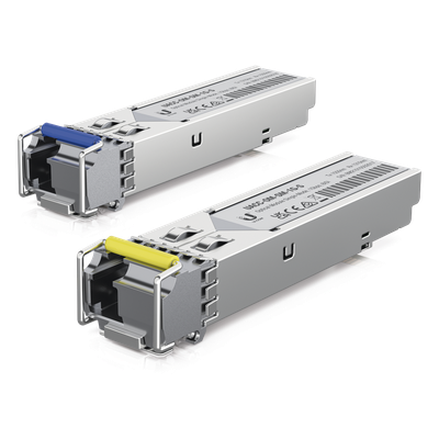 UBIQUITI - Módulo SFP / 1 Gbps / BiDi Monomodo / LC Simplex / Alcance 3 km (9842.5 ft) / Pack de 2