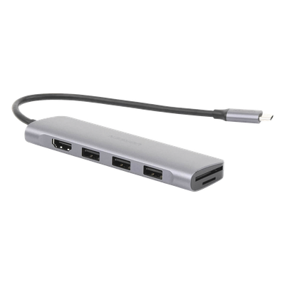 UGREEN - HUB USB-C Multipuertos / HDMI 4K@30Hz  / 3 Puertos USB-A 3.0 / Lector Tarjeta SD+TF (Uso Simultáneo) / 6 en 1 / Carcasa de Aluminio.
