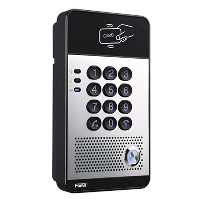FANVIL - Audio Portero IP con 2 líneas SIP, relevador integrado, teclado numérico y lectora de tarjetas RFID para control de acceso, PoE