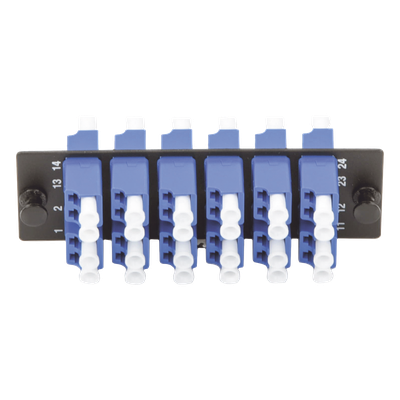 PANDUIT - Placa Acopladora de Fibra Óptica / 12 Conectores LC Duplex / 24 Fibras Monomodo OS1/OS2 / Zirconia Cerámica / Color Azul