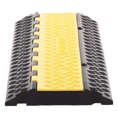 ACCESSPRO - Protector de Cable / 3 Canales / Carga 5 Toneladas / Canal 30x30 mm / Base Goma y Tapa Plástico / 90 cm Largo / Amarillo-Negro