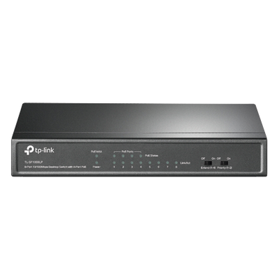 TP-LINK - Switch PoE No Administrable / 8 puertos 10/100 Mbps / 4 puertos PoE 802.3af / Presupuesto 41 W / Extensión PoE hasta 250 m / 0.56 x 0.32 x 0.09 pies