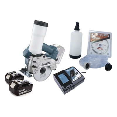 MAKITA - Cortadora de Vidrio y Mármol Inalámbrica / 5" (125 mm) / 8,500 RPM / 2.6 kg / Suministro de Agua Integrado
