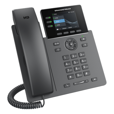 GRANDSTREAM - Teléfono IP / 3 Líneas SIP / 12 Botones Virtuales Programables / Pantalla LCD 2.8 Pulgadas / Puertos Gigabit con PoE / Audio HD