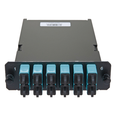PANDUIT - Placa Acopladora de Fibra Óptica FAP / 12 Fibras Multimodo OM3/OM4 / 6 Conectores SC Duplex / 12 Pigtails de 1 m (3.28 ft) / Color Aqua