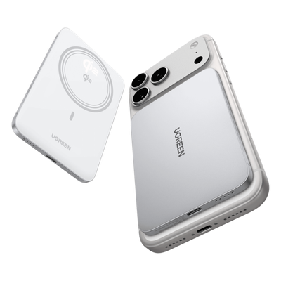 UGREEN - Power Bank Magnético Inalámbrico / 5000 mAh / 15W MagSafe y Qi / 20W USB-C PD 3.0 / Carga Simultánea / Ultrafino 8.6 mm (0.34 in)