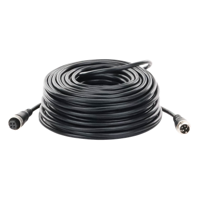 ECCO - Cable de Extensión para Cámara de Vehículo Industrial / 20 m (65 ft) / 4 Pines / Conexión Roscada / HD en Baja Luz