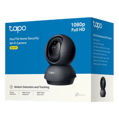 TP-LINK - Cámara PTZ IP / 1080p Full HD / Wi-Fi / Visión Nocturna IR 12 m (39.4 ft) / Audio Bidireccional / Seguimiento Automático / microSD 512 GB