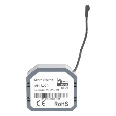 SMARTHOME BY EPCOM - Micromódulo On/Off Z-Wave 700 / 1 Circuito / Doble Control / 85-260V AC / 10A / 44x38x17 mm