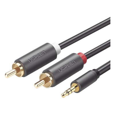 UGREEN - Cable de Audio / 3.5mm Macho a 2 RCA Macho / 3 m (9.84 pies) / Blindaje Múltiple / Conectores Chapados en Oro / TPE Ecológico