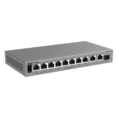 RUIJIE - Switch Layer 2 Smart Cloud-Managed / 11 Puertos Gigabit / 8 Puertos PoE+ 70 W / 1 Puerto SFP Uplink / Protección 6 kV / Fanless