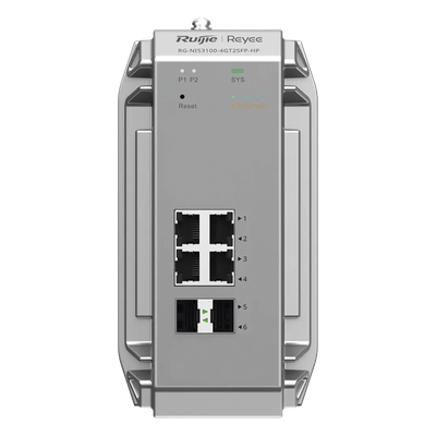 RUIJIE - Switch Industrial PoE / 4 Puertos Gigabit 802.3af/at / 2 Puertos SFP / Administrable Cloud / Grado Industrial / Protección contra Descargas