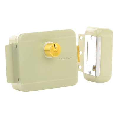 ACCESSPRO - Cerradura Eléctrica / Doble Cerrojo / 12 VCA 2.5 A / Activación por Pulso 2 s / Exterior / Puerta Izquierda