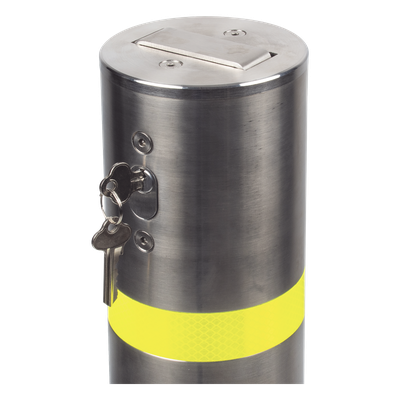 ACCESSPRO - Bolardo Desmontable / Acero Inoxidable SS304 / 900 mm (2.95 ft) Altura / 114 mm Diámetro / 3 mm Espesor / Punta Plana